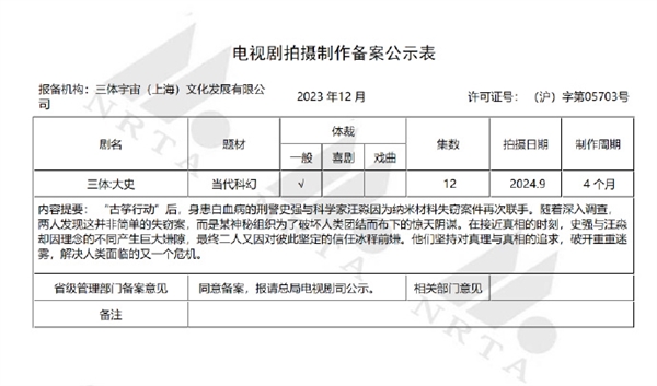 《三体》番外剧《三体：大史》9月开拍：于和伟主演